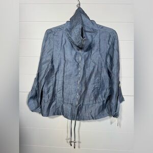 Ruby Rd. Metallic Blueish Gray Linen Blend zip up Jacket Size 6P